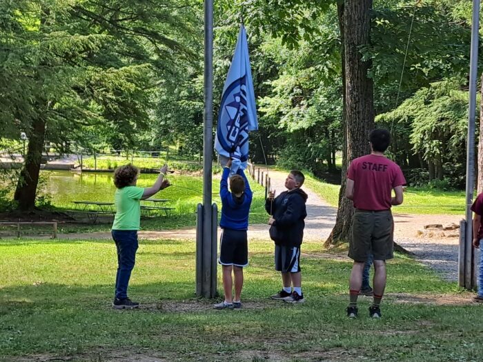 Scouts participating in a flag ceremony