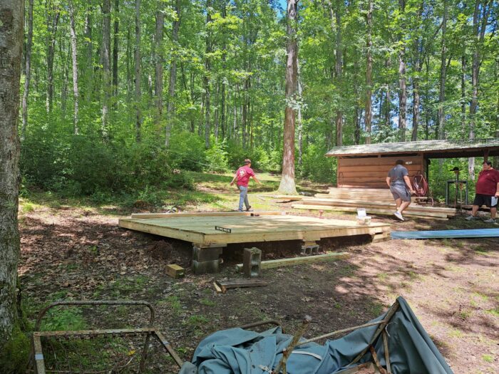 Scouts working on a service project