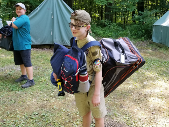 a scout at his first summer camp