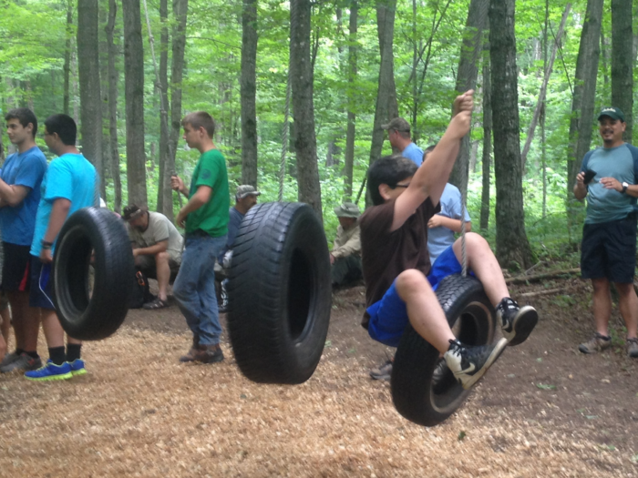 scouts on tire swings